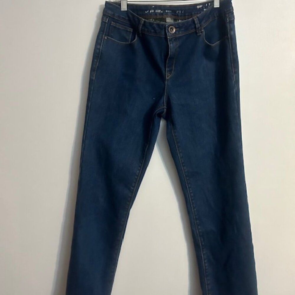 Natural Reflections Comfort flannel 5 pocket denim jeans, size 12